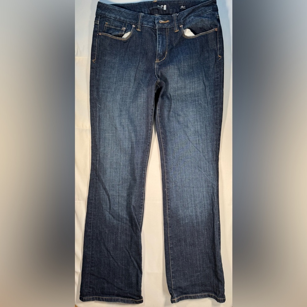 Seven7 Dark Blue Straight Leg Women's Jeans